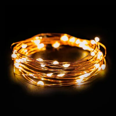 LED-Lichterkette Kupferdraht 4 m, 40 warmweiße LEDs, IP44, Timer