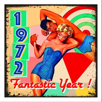 Vintage Magnet 1972, 8 x 8 cm, rechteckig, mehrfarbig