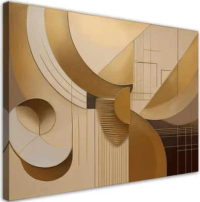 Produktbild von Leinwandbild Geometrische Abstraktion Beige 90x60 Feeby Gold bild für die wand bereit zum aufhängen