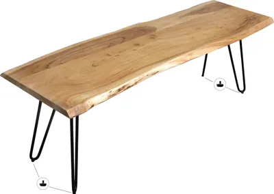Produktbild von Sitzbank Baumkante 200 cm natur massiv Akazie Hairpin schwarz Quintus
