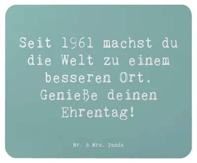 Produktbild von Mr. & Mrs. Panda Mauspad Spruch 1961 Geburtstag Freuden - Meeresbrise - Geschenk, mousematte, pc, Glückwunsch, herzlicher, laptop mousepad, Happy Birthday, Alter, Feier