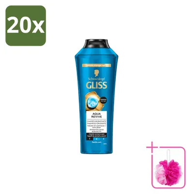 Produktbild von 20 x Gliss-Kur Aqua Revive Shampoo – Erfrischend und feuchtigkeitsspendend – 400 ml - Sparpackung - 20 Stücke