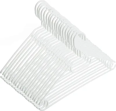 Produktbild von 50 Kleiderbügel weiß Kunststoff mit drehbaren Haken, Länge ca.41 cm, eine nachhaltige Lösung für die Organisation Ihres Kleiderschrank,  EU
