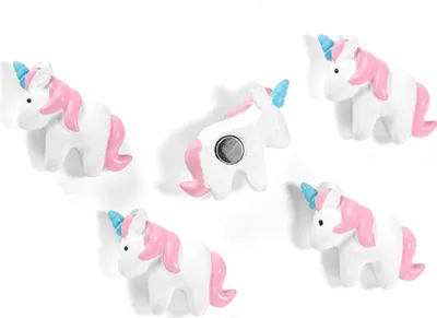 Produktbild von 5 Magnete EINHORN für Magnettafel Kühlschrank Pinnwand Whiteboard Memoboard [FA4597]