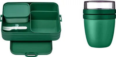 Produktbild von Mepal 2-tlg. Lunch to go Set - Lunchbox Take A break Large mit Lunchpot - praktischer Müslibecher - Brotdose mit Fächern, geeignet für bis zu 8 Butterbrote - Vivid Green