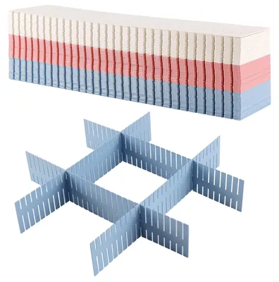Schubladenteiler 60er Set, 36x7 cm, Kunststoff, Weiß/Blau/Rosa