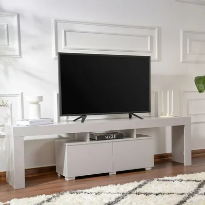 Image de Andarna - Meuble TV, 180x31x50h cm Gris, 2 Étagères
