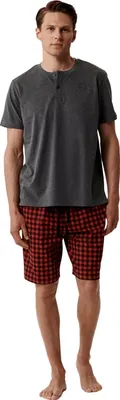 Produktbild von Herren Pyjama Atlantic grau/rot komfortabel Rundhals XL