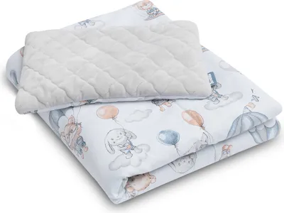 Produktbild von SENSILLO Kinder Bettwäsche Set Baby Decke Kissen Plüsch Flug in den Wolken
