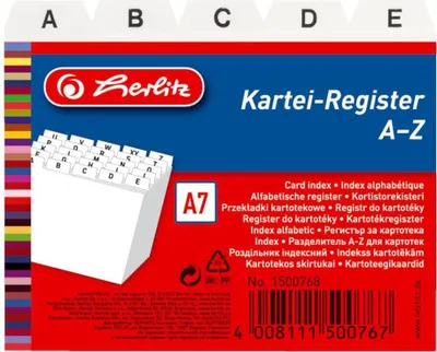 Obrázok produktu pre herlitz Karteiregister A - Z, PP, A7 quer, weiá, 24-teilig