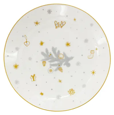Immagine prodotto di Piatto da dessert in porcellana Silver Koleda, ø 19 cm, argento/oro, Natale
