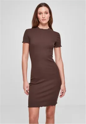 Zdjęcie produktu dla Damska koszulka Urban Classics Ladies Rib Tee Dress w kolorze brązowym – rozmiar XXL