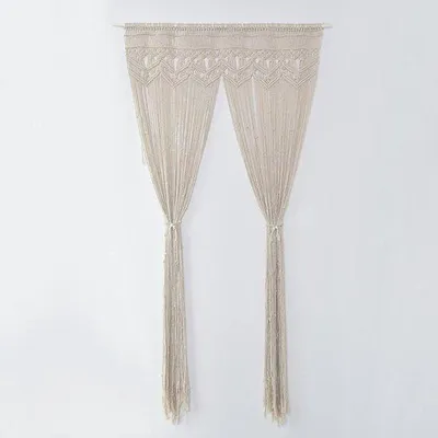 Obrázok produktu pre Uniqoos® Ručne tkaný macramé záves 90 x 180 cm – Ručne vyrobený z bavlnenej priadze, boho dekorácia na stenu alebo dvere, ideálna ako priestorový delič