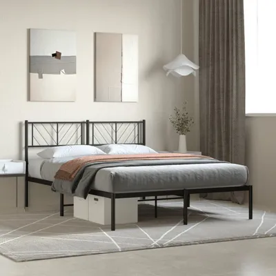 Obrázok produktu pre Maison Exclusive - Rám postele s čelom z kovu, čierny, 150 x 200 cm