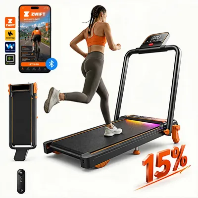 Produktbild von FlexRun Pro 6-in-1 Laufband, 15% Steigung, 1–12 km/h, 2,5 PS, klappbar, leise, App-Steuerung, bis 120 kg, für Zuhause & Büro