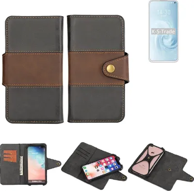Produktbild von K-S-Trade Handyhülle Schutzhülle Hülle Bookstyle Wallet-Case kompatibel mit Meizu 17 Pro Bumper Rundumschutz schwarz-braun 1x