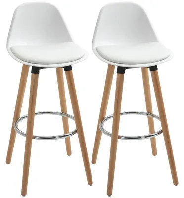 Immagine prodotto di 2 sgabelli da bar - Sgabelli scandinavi | Colore: Bianco | Dimensioni: 42,5 x 38,5 x 91 cm