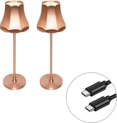 Produktbild von Set mit 2 Retro Tischleuchten Kupfer wiederaufladbar IP44 Granny