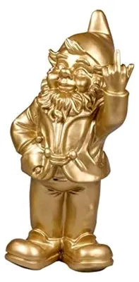 Produktbild von Figur - Gartenzwerg mit Stinkefinger - 20 cm - goldfarben - humorvolles Geschenk