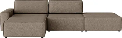 Produktbild von FEDVE Ecksofa Lummo Re aus Bouclé-Stoff mit Schlaffunktion, Braun