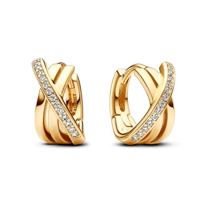 Produktbild von Signature Damen Creolen von PANDORA mit Zirkonia, IP Gold