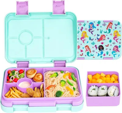 Produktbild von Brotdose,Lunchbox(Gruen) mit 6 Fächern Bento Box für die Schule,Frühstücksbox,Brotzeitbox Jausenbox Leckdicht, Spülmaschinenfest, BPA-Frei