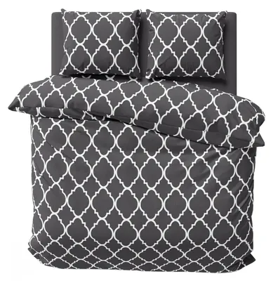 Produktbild von Bettwäsche 200x200 cm Baumwolle Renforce Bettbezug Garnitur Set Ornamente Maroc Anthrazit 3 teilig