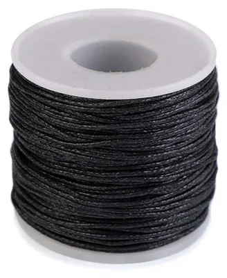 50m geflochtene Baumwollkordel 1mm auf Spule in Schwarz.