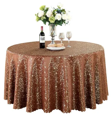 Productafbeelding van Ronde jacquard tafelkleed, donkerbruin, diameter 360 cm, polyester