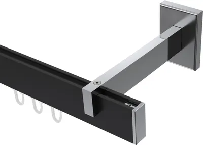Produktbild von Interdeco Innenlaufstange / Gardinenstange mit Innenlauf Schwarz / Chrom, Typ Smartline Paxo (Kappe), 14x35 mm 1-läufig, 160 cm