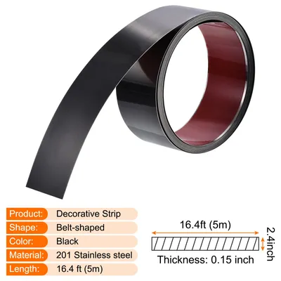 Produktbild von Wandleisten Selbstklebend Edelstahl 5m x 6cm Zierleisten Metallisierte Spiegel Wandverkleidung mit Handschuhe fš¹r Spiegelrahmenkante Tš¹r Decke M?bel Auto Schwarz