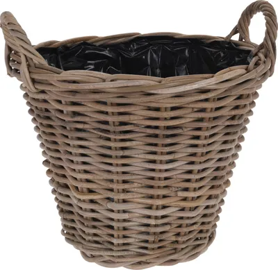 Produktbild von Kubu Pflanzentopf Übertopf Pflanzkorb RATTANKORB mit Griffen für Blumen Pflanzen 40x36 cm