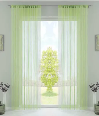 Produktbild von 2er Set Fadengardine , HxB 250x140 cm, Mint mit Tunneldurchzug und eingenähtem Kräuselband, geeignet für Gardinenstangen und Gardinenschienen Fadenvorhänge Fadenstores Raumteiler 20303CN2