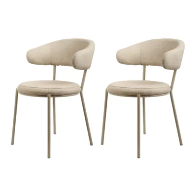Produktbild von Rebecca Mobili Stühle Alamanda 80,5x47,5x57,5 Polyestergewebe Stahl Beige Modern SET 2 Stück