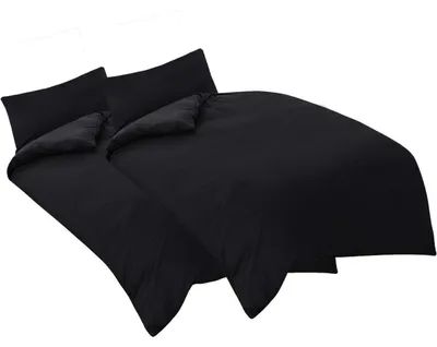 Obrázek produktu pro Sada povlečení 135x200 cm, 4 díly, černá, mikrovlákno, se zipem a povlaky na polštáře 40x80 cm