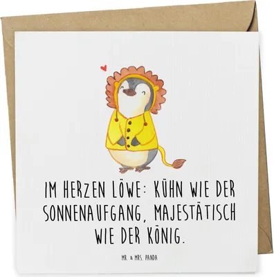 Produktbild von Mr. & Mrs. Panda Grußkarte Löwe Astrologie - Weiß - Geschenk, Tierkreiszeichen, Sternzeichen, faltkarte, Klappkarte, anlasskarte, Geburtstagsgeschenk, doppelkarte