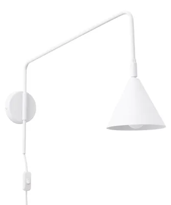 Produktbild von Wandlampe mit Stecker und Kabel Metall E14 H: 30 cm Schalter Weiß Modern Wandleuchte