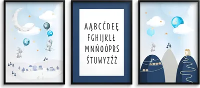 Immagine prodotto di Poster per bambini a pastello per la scuola materna Alfabeto blu 30x40