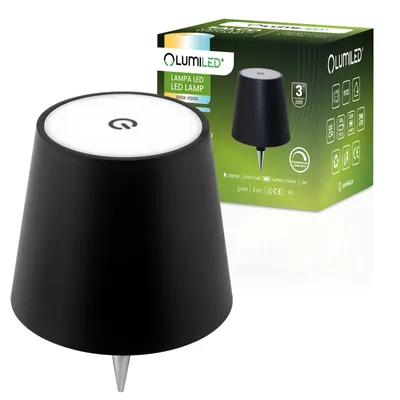 Zdjęcie produktu dla Lampka Biurkowa Stołowa Nocna Korek do Butelki Wina USB CCT 3 Barwy SALCO Czarna LUMILED