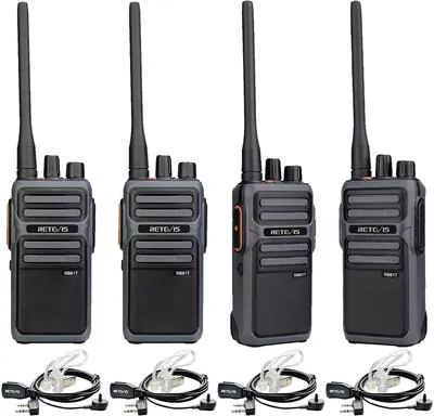 Produktbild von Retevis RB617 Funkgerät, PMR446 Walkie Talkie, 4400mAh Li Ionen Akku, Ein Schlüsselalarm, CTCSS/DCS, Ferngespräch, Professionelle Walkie Talkies mit Ohrhörer für Fabrik, Schule (2 Paar)