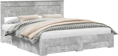 Immagine prodotto di vidaXL Giroletto con testiera grigio cemento 180 x 200 cm Materiale a base di legno