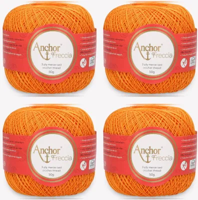 Image de 4 pelotes de fil Anchor Freccia 16, fil de coton fin pour crochet (couleur 00314)