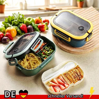 Produktbild von Brotdose Lunchbox Edelstahl Fach Tragbar für Obst/Lebensmittel