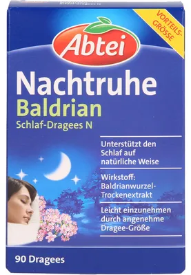 Produktbild von Abtei Nachtruhe Baldrian Schlaf-Dragees N zur Förderung von Entspannung und Schlaf, 90 St. Dragees