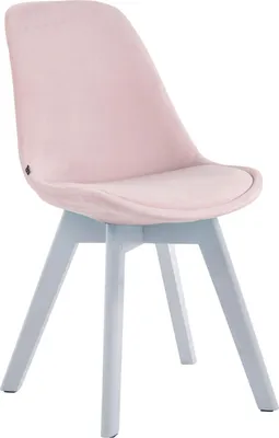 Image de Chaise de salle à manger Chaise de visiteur - Fauteuil confortable - velours et bois | Couleur : rose | Couleur de base : blanc