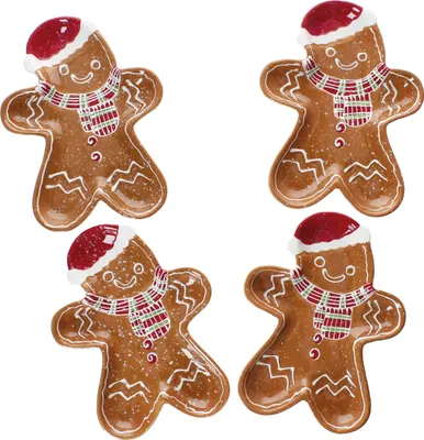 Produktbild von 4er Set Candyman Keksteller Lebkuchenmann L22xB17cm Gebäck Weihnachten