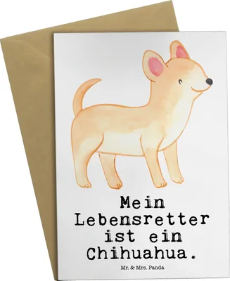 Produktbild von Mr. & Mrs. Panda Grußkarte Chihuahua Lebensretter - Weiß - Geschenk, dankeskarten, glückwunschkarten, osterkarten, weihnachtskarten, einladungskarten, genesungskarte