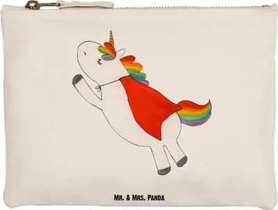 Produktbild von Mr. & Mrs. Panda Pouch Einhorn Super Grösse XL Große - Weiß - Geschenk, Etui, Freundin, Superheld, Unicorn, Kulturtasche, Einhörner, Held, kosmetiktäschchen, Kulturbeutel