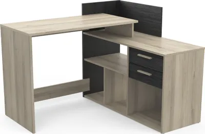 Produktbild von Eckschreibtisch >Optima2< in Kronberg Eiche/schwarz - 121x87x109 (BxHxT)