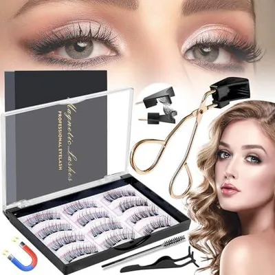 Produktbild von 15 magnetische Wimpern, 3D-Magnetwimpern als künstliche falsche Wimpern, ohne Kleber, wiederverwendbar und natürlich wirkend